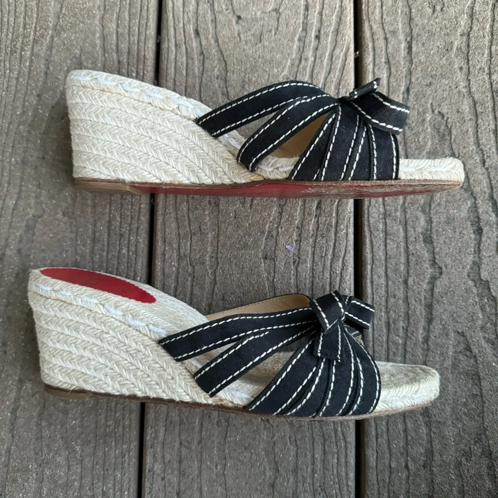 Christian Louboutin Black and Cream Espadrilles